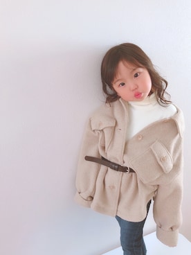 「大人カジュアル」｜「アイテム（その他アウター）」を使った、ri_ra‪ ♡゛‬さん（キッズ・100cm）の冬コーディネート