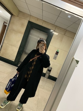 「H&M（エイチ・アンド・エム）のアイテム（ダッフルコート）」を使った、チンリンさん（レディース・163cm）の春コーディネート