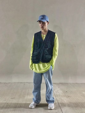 「LESS（レス）のアイテム（キャップ）」を使った、Kさん（メンズ・176cm）の秋コーディネート