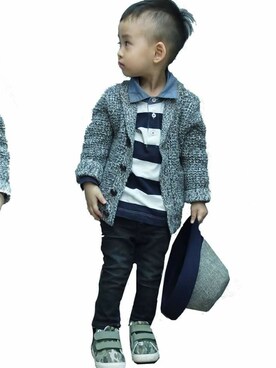 「GAP（ギャップ）のアイテム（ダッフルコート）」を使った、InByDesignさん（キッズ・90cm）の冬コーディネート