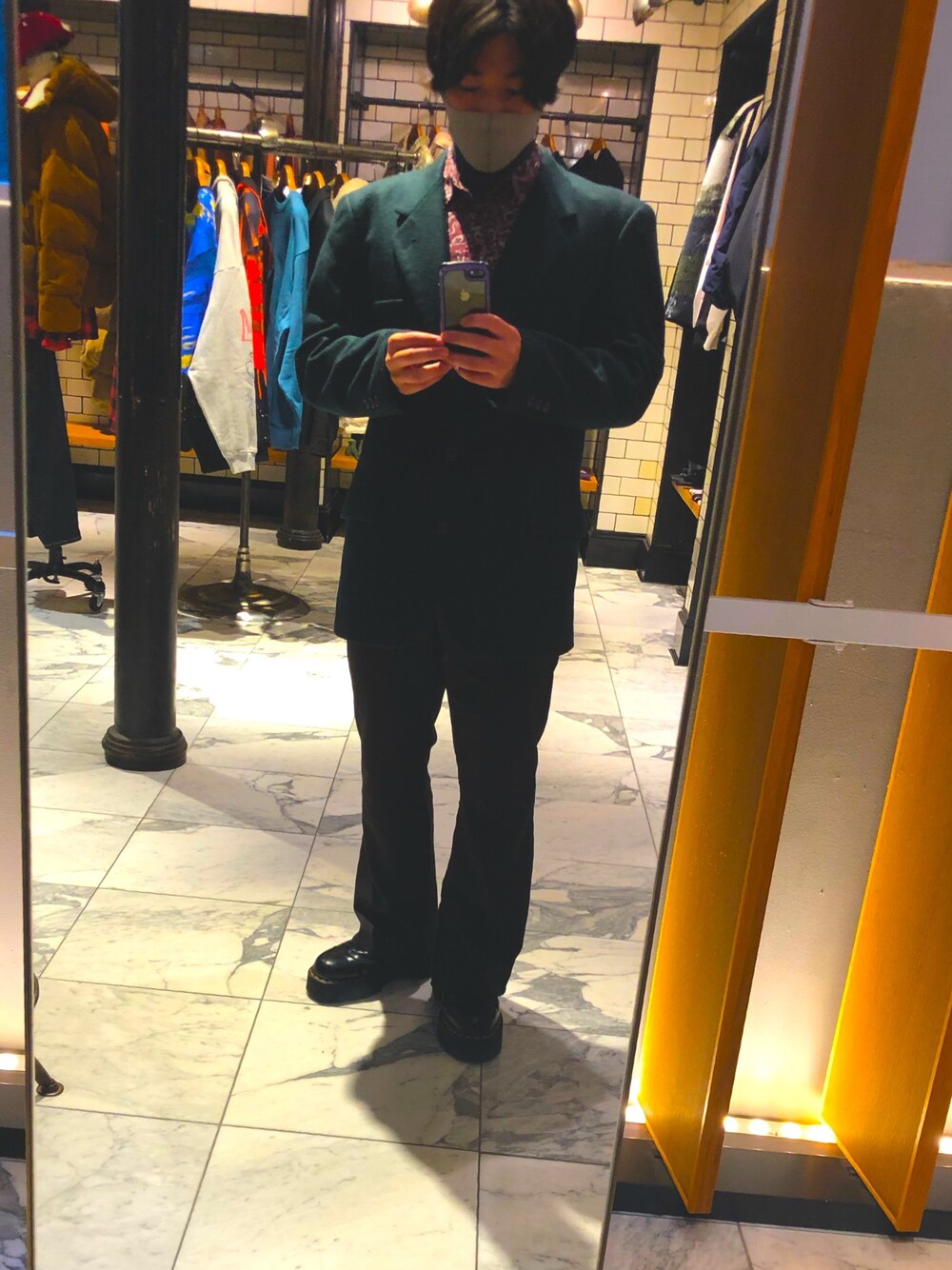 「きれいめカジュアル」｜「Dr. MartensのDr.Martens QUAD RETRO 2976 QUAD (BLACK POLISHED SMOOTH)（ブーツ、ブラック系）」を使った、daichiさん（メンズ・165cm）の冬コーディネートの1枚目の写真