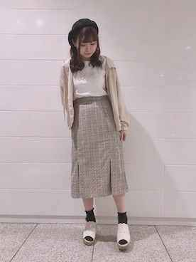 「amelier MAJESTIC LEGON（アメリエルマジェスティックレゴン）のアイテム（ハンチング/ベレー帽）」を使った、マジェスティックレゴン池袋サンシャインシティ店スタッフさん（レディース・157cm）の春コーディネート