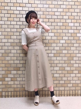 「amelier MAJESTIC LEGON（アメリエルマジェスティックレゴン）のアイテム（ハンチング/ベレー帽）」を使った、マジェスティックレゴン池袋サンシャインシティ店スタッフさん（レディース・155cm）の春コーディネート