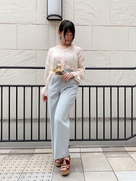 「センタープレスカラーパンツ」｜マジェスティックレゴン池袋サンシャインシティ店スタッフさん（レディース・154cm）の夏コーディネート