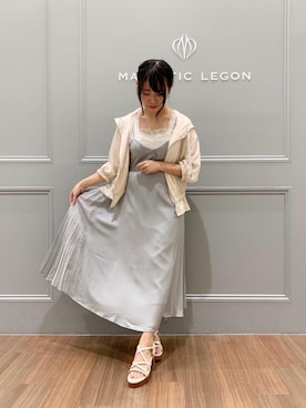 「MAJESTIC LEGON（マジェスティックレゴン）のキリカエレースタンク（タンクトップ）」を使った、マジェスティックレゴン池袋サンシャインシティ店スタッフさん（レディース・154cm）の夏コーディネート