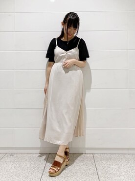 「ブラック×アイボリー」｜マジェスティックレゴン池袋サンシャインシティ店スタッフさん（レディース・154cm）の夏コーディネート