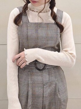 「フレア」｜「アイテム（オールインワン・サロペット）」を使った、マジェスティックレゴン池袋サンシャインシティ店スタッフさん（レディース・155cm）の秋コーディネート