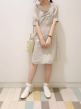 「ミニワンピ」｜マジェスティックレゴン池袋サンシャインシティ店スタッフさん（レディース・157cm）の春コーディネート