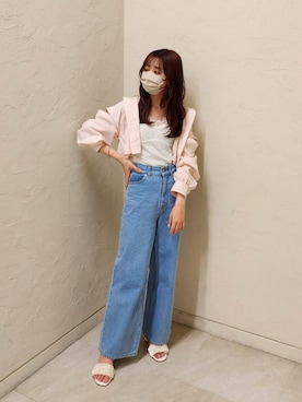 「参戦服」｜「アイテム（パンツ、ブルー系）」を使った、マジェスティックレゴン池袋サンシャインシティ店スタッフさん（レディース・155cm）の春コーディネート