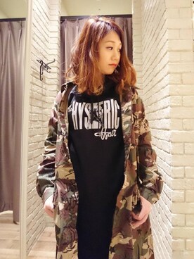 「HYSTERIC GLAMOUR（ヒステリックグラマー）のアイテム（ステンカラーコート）」を使った、Mikeさん（レディース・154cm）の冬コーディネート