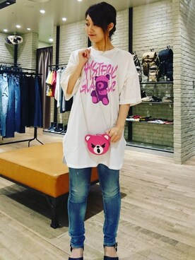 「アイテム（ポーチ）」を使った、Mikeさん（レディース・154cm）の夏コーディネート