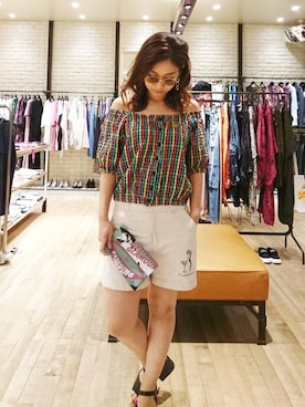 「アイテム（ポーチ）」を使った、Mikeさん（レディース・154cm）の夏コーディネート