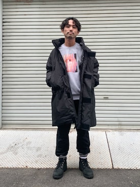 「ミリタリーコーデ」｜「アイテム（ダウンジャケット/コート）」を使った、木山正己さん（メンズ・176cm）の秋コーディネート