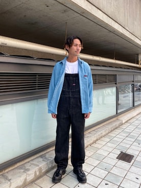 「BIG MAC（ビッグマック）のアイテム（オールインワン・サロペット）」を使った、木山正己さん（メンズ・176cm）の秋コーディネート