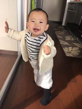 「つかまり立ち」｜かいまさん（キッズ・70cm）の秋コーディネート