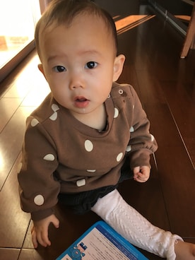 「つかまり立ち」｜かいまさん（キッズ・70cm）の秋コーディネート