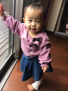 「つかまり立ち」｜かいまさん（キッズ・70cm）の秋コーディネート