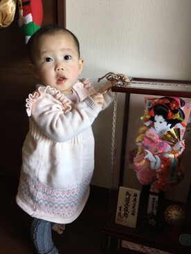 「つかまり立ち」｜かいまさん（キッズ・70cm）の秋コーディネート