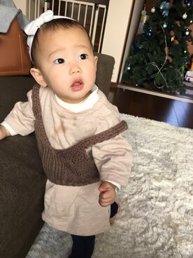 「つかまり立ち」｜かいまさん（キッズ・70cm）の冬コーディネート