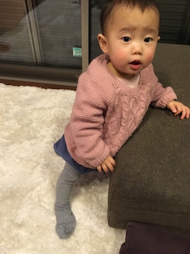 「つかまり立ち」｜かいまさん（キッズ・70cm）の冬コーディネート