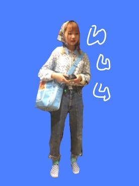 「水色」｜「アイテム（スリッポン）」を使った、クリヤマさん（レディース・158cm）の冬コーディネート