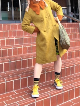 「UNIF（ユニフ）のアイテム（ソックス/靴下）」を使った、クリヤマさん（レディース・158cm・20代）の冬コーディネート