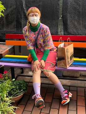 「MARC JACOBS（マークジェイコブス）のアイテム（シューズ）」を使った、クリヤマさん（レディース・158cm）の夏コーディネート