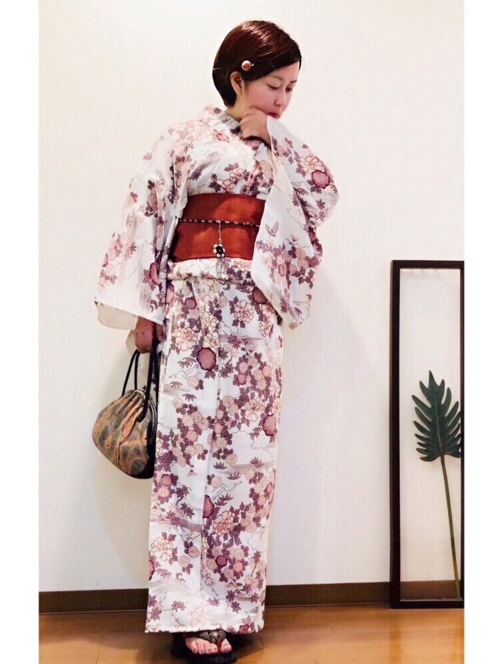 「低身長、浴衣、浴衣女子、アンティーク、レトロ、ヴィンテージ、かんざし、夏祭り、昭和レトロ、WEAR昭和部」｜「帯結び🎀のアイテム（和装小物、レッド系）」を使った、はんだぱんださん（レディース・146cm）の夏コーディネートの1枚目の写真