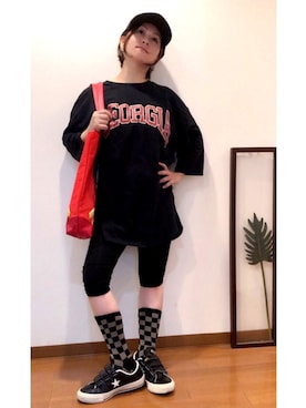「ベルクロ」｜「アイテム（アクセサリー）」を使った、はんだぱんださん（レディース・146cm）の秋コーディネート