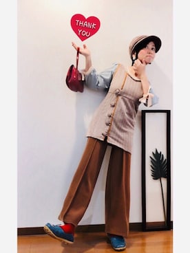 「レトロワンピース」｜「アイテム（その他）」を使った、はんだぱんださん（レディース・146cm）の秋コーディネート