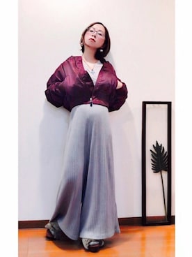 「SLY（スライ）のアイテム（MA-1）」を使った、はんだぱんださん（レディース・146cm）の冬コーディネート