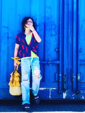 「Sleep（スリープ）のアイテム」を使った、はんだぱんださん（レディース・145cm）の夏コーディネート