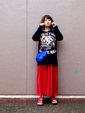 「ADDICTION（アディクション）のアイテム」を使った、はんだぱんださん（レディース・146cm）の秋コーディネート