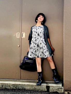 「アイテム（ボストンバッグ、パープル系）」を使った、はんだぱんださん（レディース・146cm）の秋コーディネート