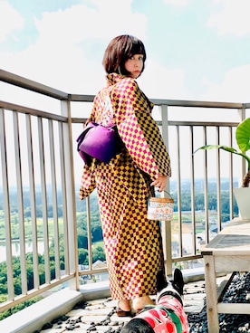 「和服」｜「アイテム（その他）」を使った、はんだぱんださん（レディース・146cm）の夏コーディネート