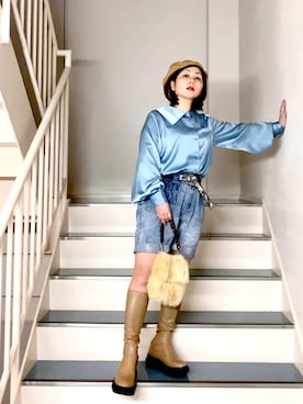 「Re:make（リメイク）のアイテム（パンツ）」を使った、はんだぱんださん（レディース・146cm）の冬コーディネート
