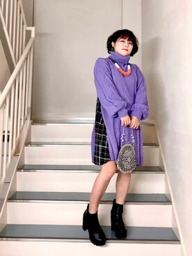 「stradivarius（ストラディバリウス）のアイテム（アクセサリー）」を使った、はんだぱんださん（レディース・146cm）の冬コーディネート