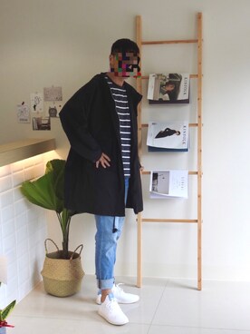 「no brand（ノーブランド）のアイテム（ダウンジャケット/コート）」を使った、Mitchell Sunさん（メンズ・178cm）の秋コーディネート