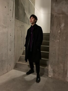 「アイテム（ステンカラーコート）」を使った、yukiさん（メンズ・175cm・20代）の冬コーディネート