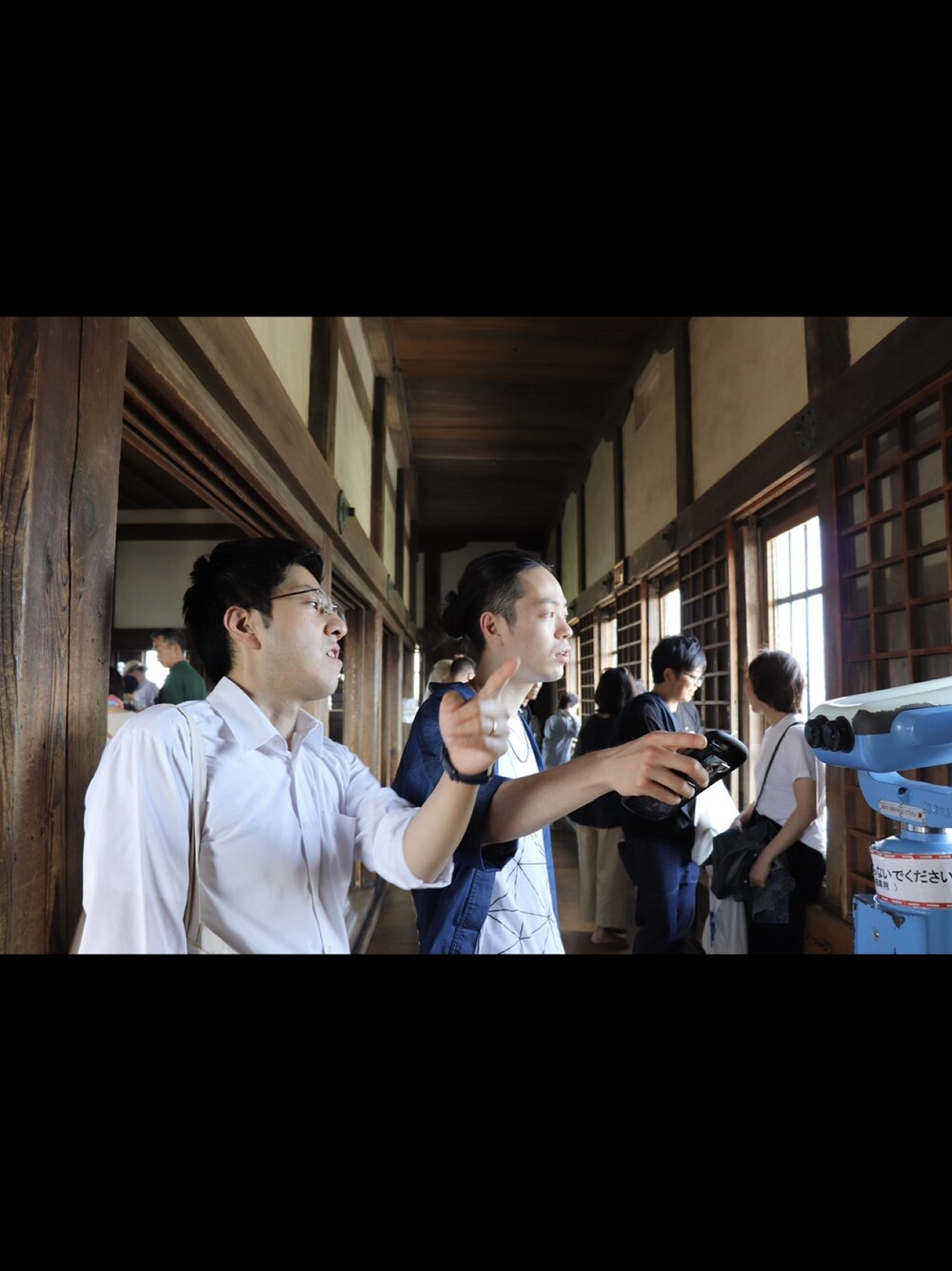 「Himejien、姫路縁、和柄、法被、城、城下町、姫路城」｜「姫路に遊びに来た友達と姫路城に登った時の写真です📸のアイテム（トップス、ホワイト系）」を使った、杉本 博之（和柄が好きな人）さん（メンズ・171cm）の夏コーディネートの1枚目の写真