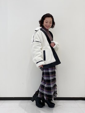 「オーバーコート」｜「アイテム（ブルゾン）」を使った、Chisaさん（レディース・154cm）の冬コーディネート