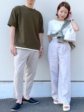 「たすき掛け」｜「アイテム（スリッポン）」を使った、Chisaさん（レディース・154cm）の春コーディネート