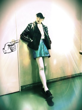 「FOREVER 21」｜「アイテム（ライダースジャケット）」を使った、もももももさん（レディース・164cm）の春コーディネート