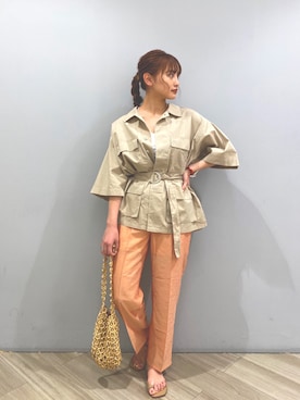 「アイテム（パンツ、オレンジ系）」を使った、kubozono misakiさん（レディース・162cm）の夏コーディネート