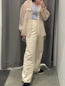 「アイテム（タンクトップ、ブルー系）」を使った、jin kanakoさん（レディース・158cm）の春コーディネート