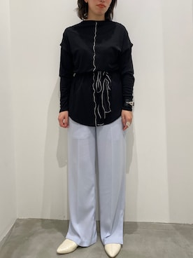 「アイテム（Tシャツ/カットソー、ブラック系）」を使った、jin kanakoさん（レディース・158cm）の春コーディネート