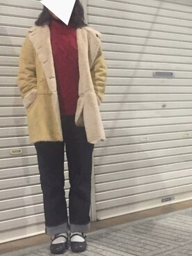 「LOWRYS FARM（ローリーズファーム）のアイテム（ムートンコート）」を使った、tiyさん（レディース・153cm）の冬コーディネート