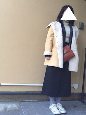 「LOWRYS FARM（ローリーズファーム）のアイテム（ムートンコート）」を使った、tiyさん（レディース・153cm）の冬コーディネート
