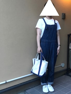 「UNIQLOU」｜「アイテム（オールインワン・サロペット）」を使った、tiyさん（レディース・153cm）の夏コーディネート