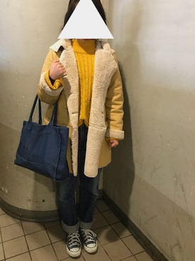 「LOWRYS FARM（ローリーズファーム）のアイテム（ムートンコート）」を使った、tiyさん（レディース・153cm）の冬コーディネート